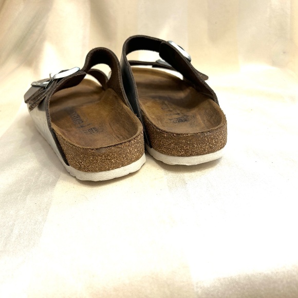 🌻😎 Birkenstock Arizona Silver Leather Size 41 W / 10.5 - 11 # 15 - Picture 3 of 5